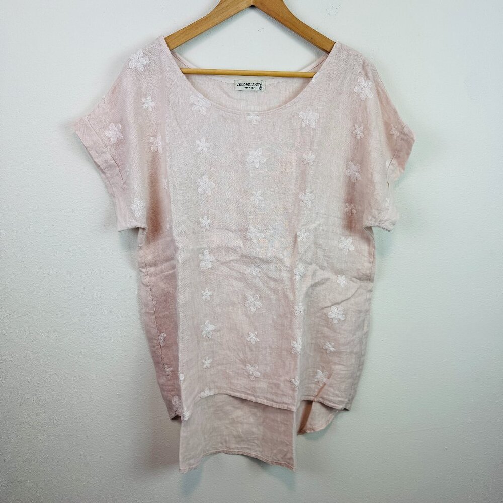 💥BOGO💥 Linen Pink Floral Short Sleeve Top